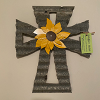 metal cross with sunflower wall hanging